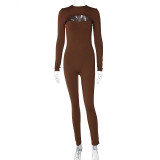 Solid color hollow slim fit pants