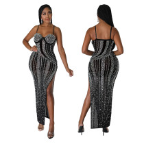 Sexy Sling Split Hot Diamond Dress Sexy Sling Split Hot Diamond Dress