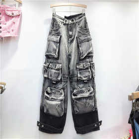 Wash gradient workwear casual jeans