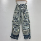 Wash gradient workwear casual jeans