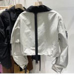 Standing collar zippered short jacket