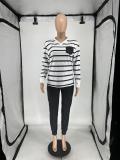 Striped casual long sleeved pants two-piece set