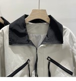 Standing collar zippered short jacket
