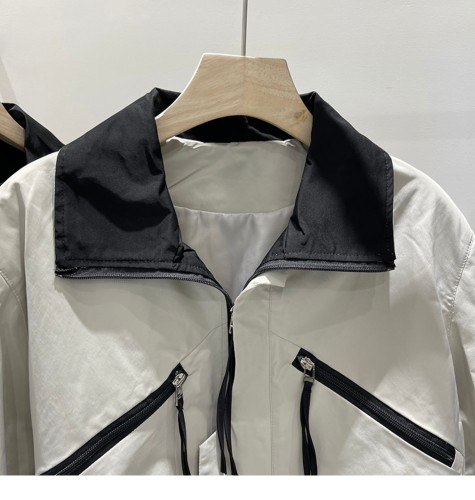 Standing collar zippered short jacket