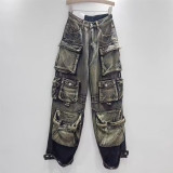 Wash gradient workwear casual jeans