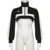 Standing neck zipper long sleeved ultra short knitted jacket jacket jacket