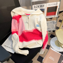 Fashionable long sleeved knitted sweater pullover top Fashionable long sleeved knitted sweater pullover top