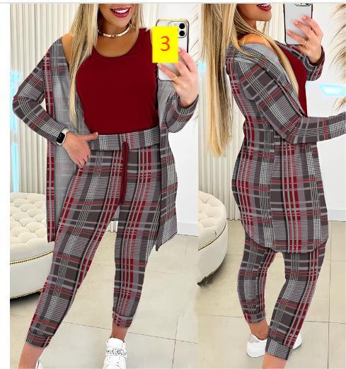 Fashionable and sexy striped three piece set