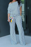 Asymmetric sleeve slanted shoulder two-piece set
