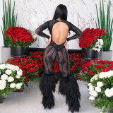 Hollow Hole Perspective High Waist Tight jumpsuit
