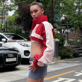 Standing neck zipper long sleeved ultra short knitted jacket jacket jacket