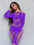 Sexy fishing net jumpsuit, pajama, hip wrap skirt, long sleeved tight fitting suit