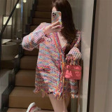 Woven knitted jacket, women's design sense, sweater, women's cardigan