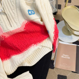 Fashionable long sleeved knitted sweater pullover top