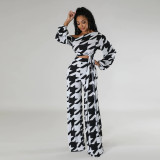 Sexy printed plaid strap diagonal shoulder set