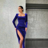 Sexy square neckline folded high waisted small dress