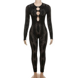 Hollow Hole Perspective High Waist Tight jumpsuit
