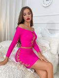 Women's pearl style fun lingerie long sleeved two-piece mesh suit