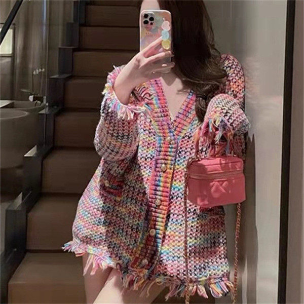 Woven knitted jacket, women's design sense, sweater, women's cardigan