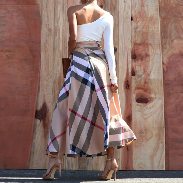 Single Shoulder Printed Split Dress