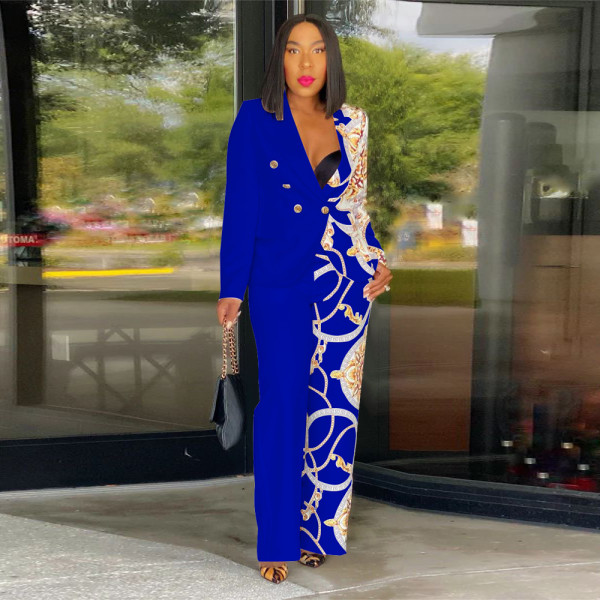 Long sleeved printed suit two-piece set