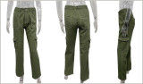 Spliced straight leg multi pocket workwear pants