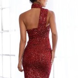 Commuting sweet long dress with a waistband black dress