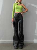 Sexy high waisted pants, flared pants, leather pants