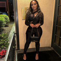 Tight strap bow long sleeved pants jumpsuit