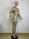 Sexy leopard print open back hooded jumpsuit