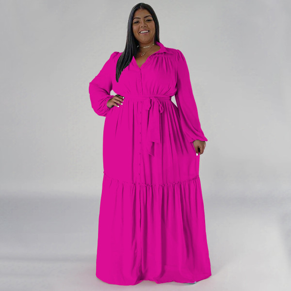 Long sleeved solid color dress