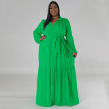 Long sleeved solid color dress