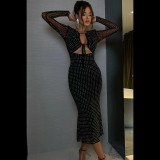Sexy Hollow Lace Slim Fit Long Dress