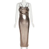 Strap sexy one shoulder slim fit and hip wrap dress