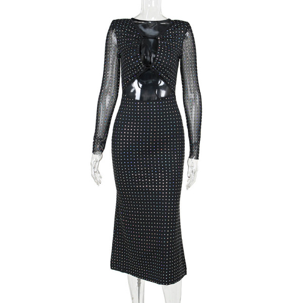 Sexy Hollow Lace Slim Fit Long Dress