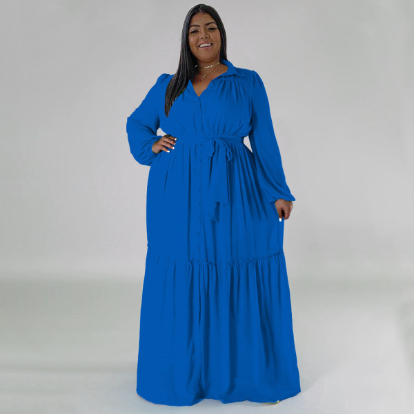 Long sleeved solid color dress