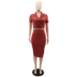 Small suit short sleeved suit split skirt