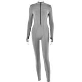 Zipper long sleeved jumpsuit