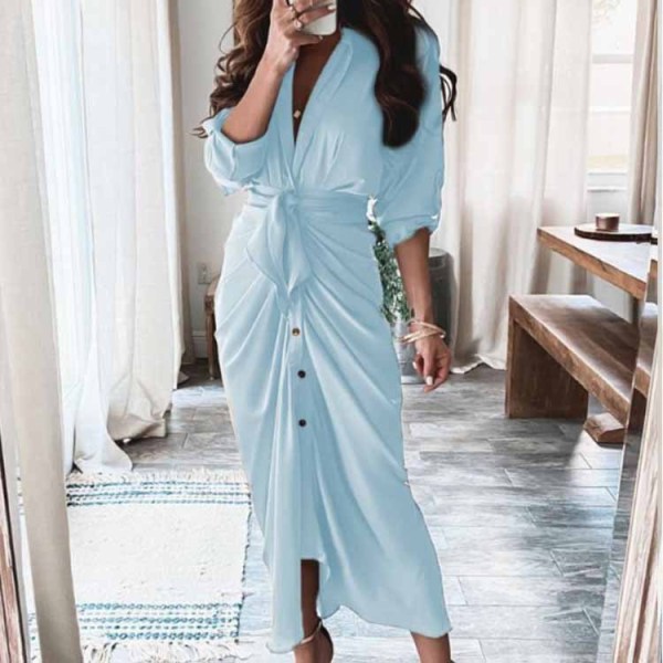 Sexy pleated irregular lace up dress
