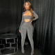 Women's high necked long sleeved sexy hollow out elastic jumpsuit