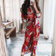 Sexy pleated printed irregular lace up dress