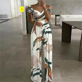 One shoulder printed style commuting casual high waisted jumpsuit