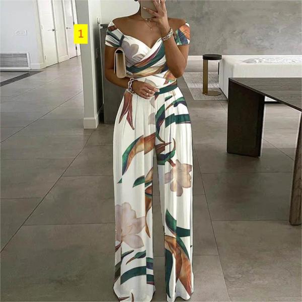 One shoulder printed style commuting casual high waisted jumpsuit