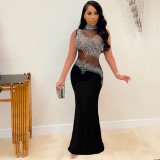 Perspective hot diamond sleeveless dress for women's nightclub evening dress