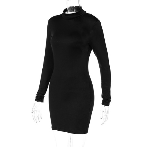 Long sleeved slim fit sexy revealing backpack buttocks dress