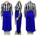 Printed shirt, elegant wide leg pants, fashionable casual set