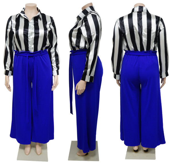 Printed shirt, elegant wide leg pants, fashionable casual set