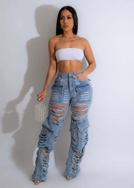 Perforated washing work bag jeans