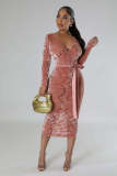 Women's Burnt Flower Flocking Long Dress