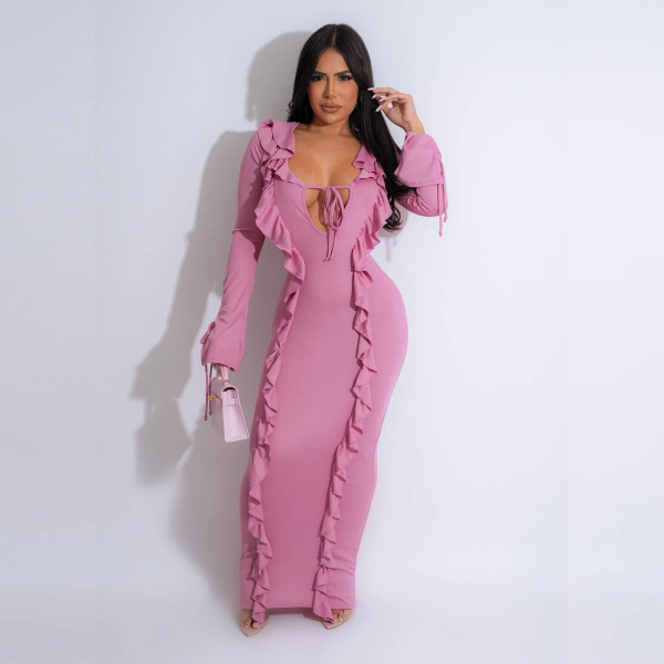 Tie up slim fit dress